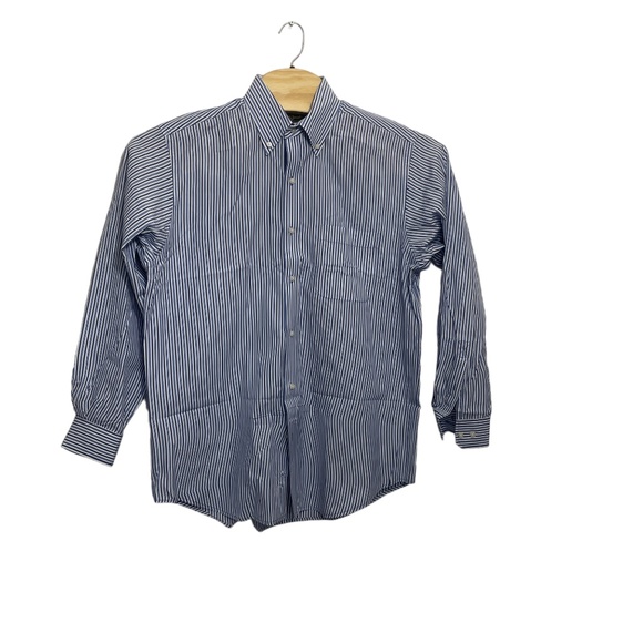 Bobby Jones 15.5 - 16 Medium Button Up Blue Stripe 100% Cotton Boone Valley - Picture 4 of 8